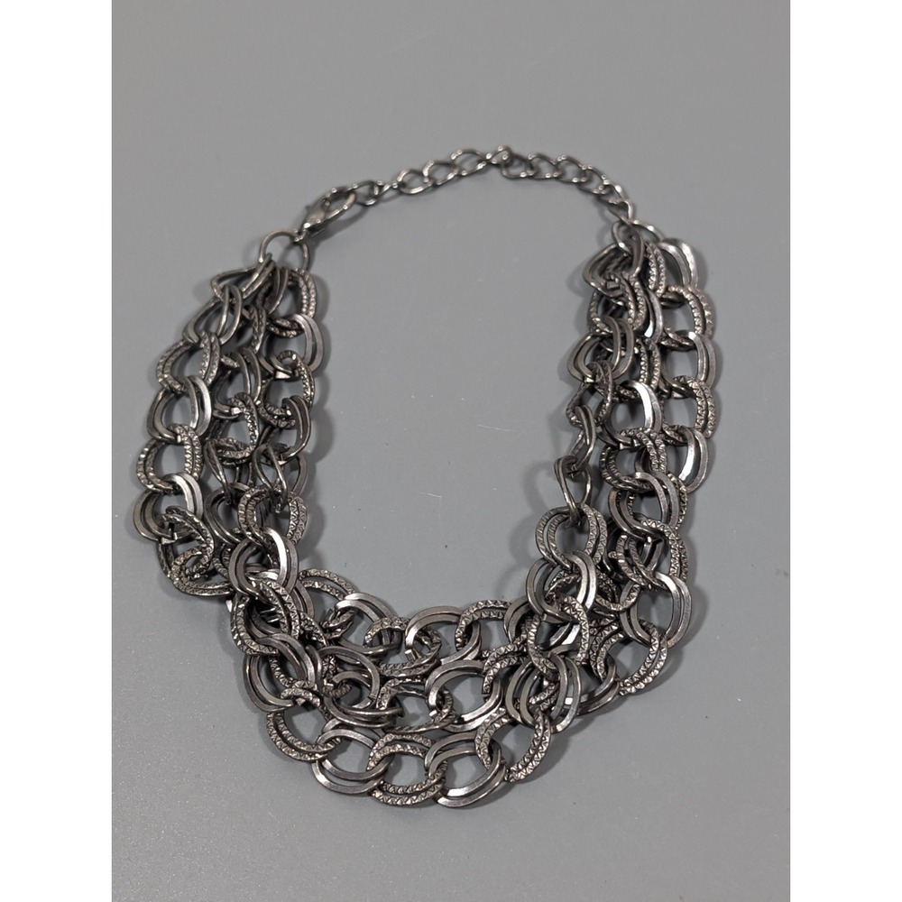 Gunmetal Gray Triple Chain Bracelet 8.5 in Whimsigoth Gothic Dark Y2K
